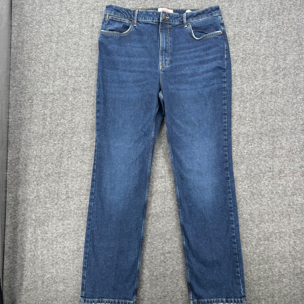 Wrangler High Rise True Straight Jeans Dark Wash Blue Stretch Denim 16 Western